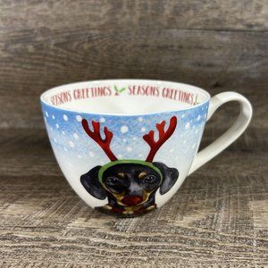 Portobello by Design DACHSHUND Red Nosed Reindeer Mug Cup Christmas Holiday Dog